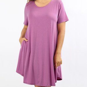SHORT SLEEVE ROUND HEM A-LINE DRESS / TUNIC 3X